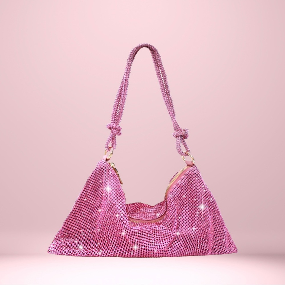 Elegant Pink Mesh Shoulder Bag